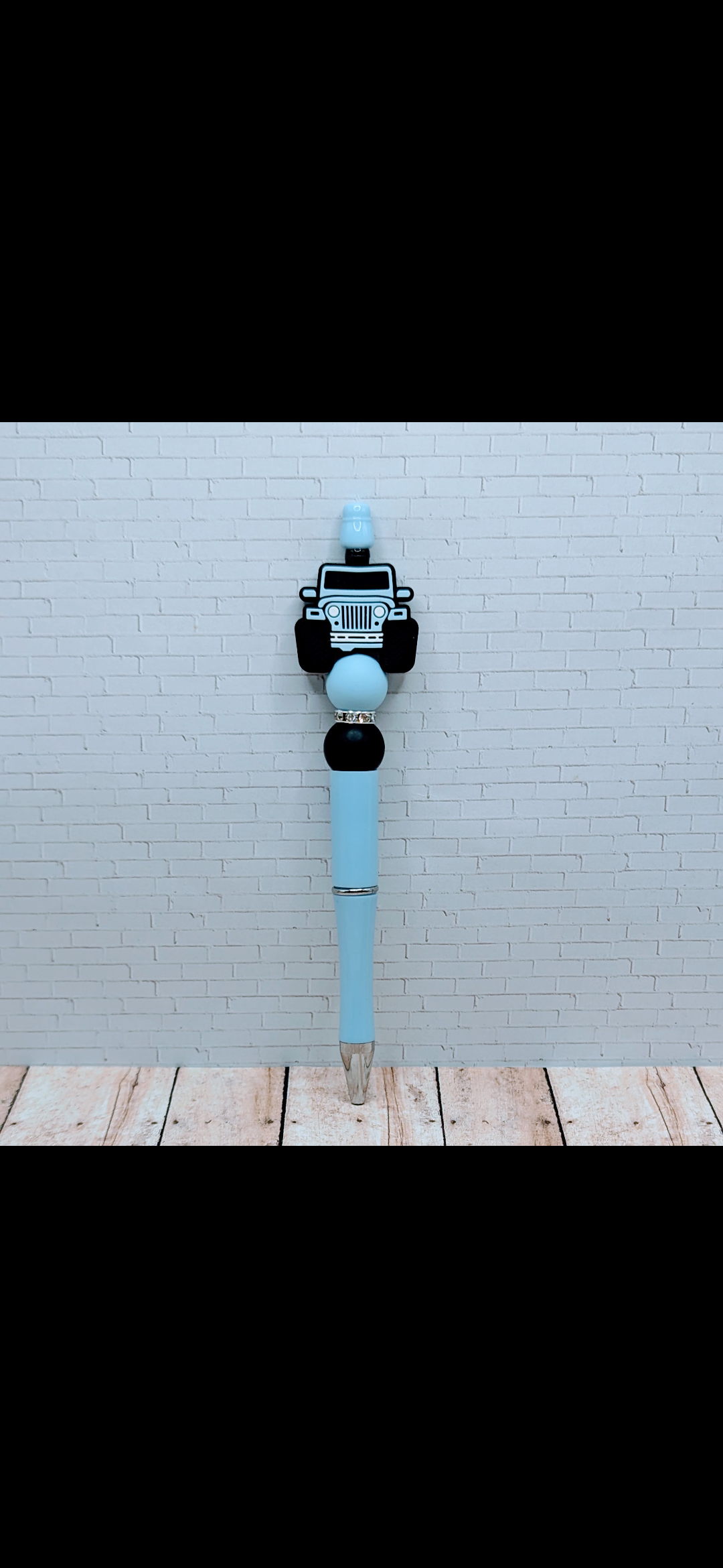 Jeep : Light Blue Silicone Beaded Pen
