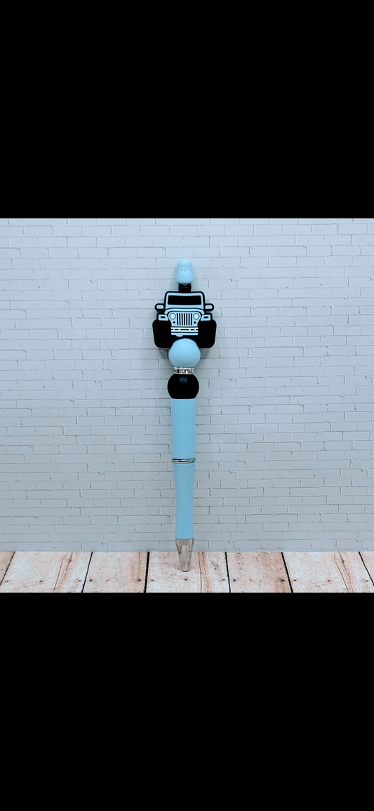 Jeep : Light Blue Silicone Beaded Pen