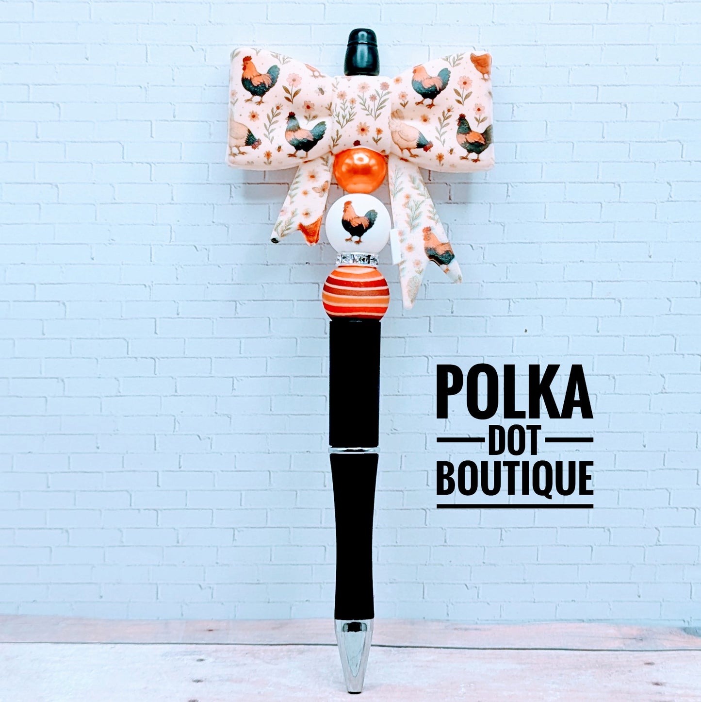 Bow : Rooster Silicone Beaded Pen