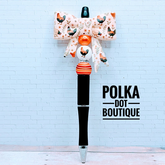 Bow : Rooster Silicone Beaded Pen