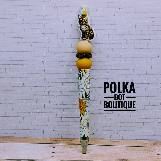 Kitten : Calico Silicone Beaded Pen