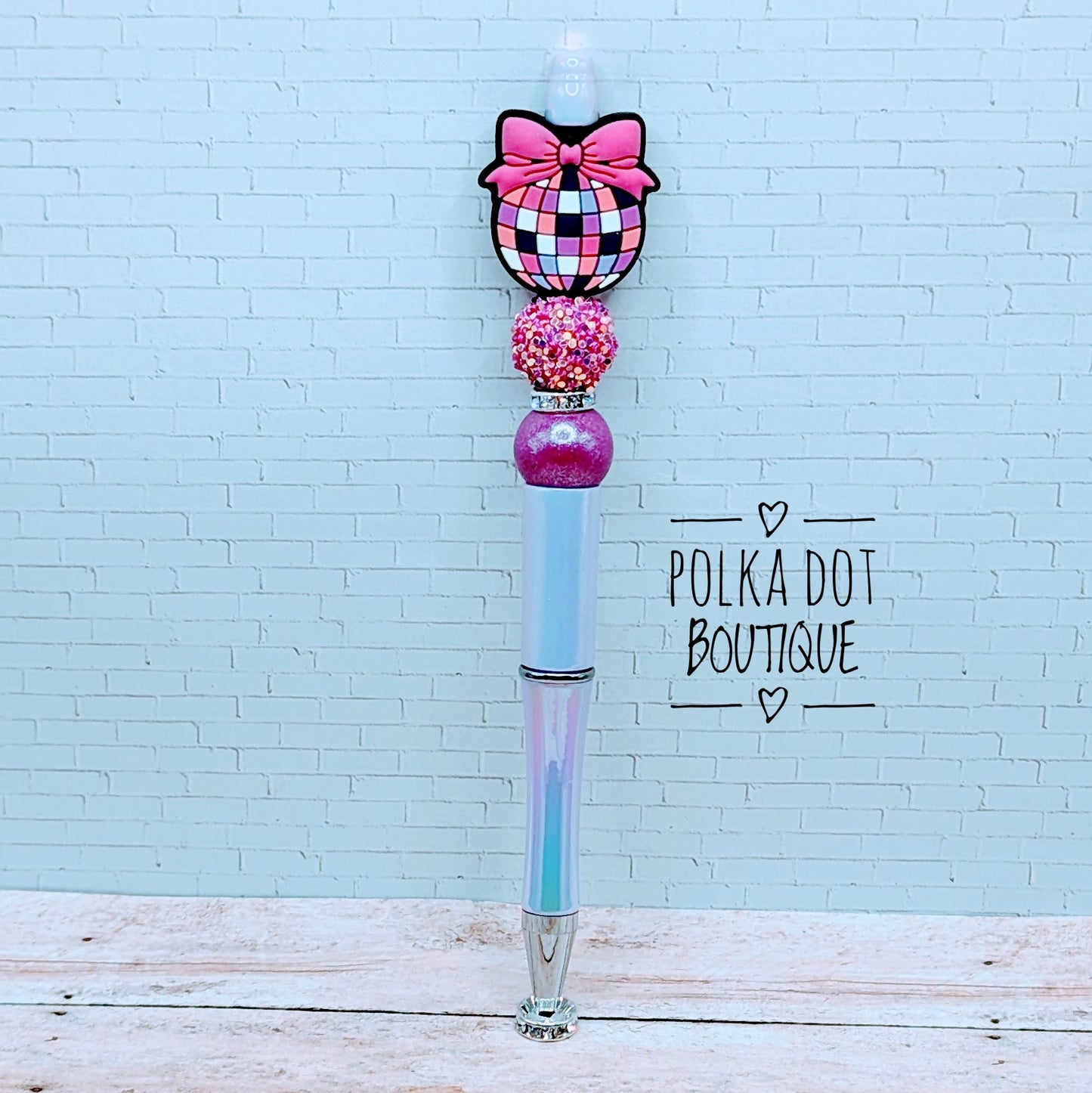 Pink Disco Silicone Beaded Pen