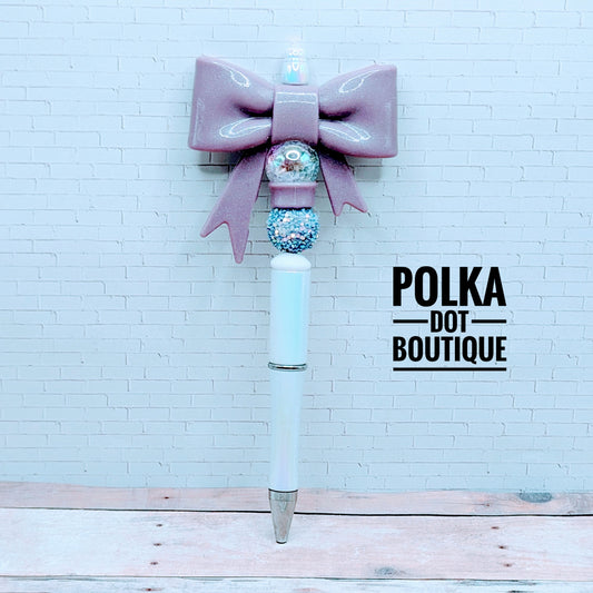 Bow : Mauve Bow Silicone Beaded Pen
