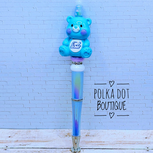 Care Bear : Blue Beaded Pen