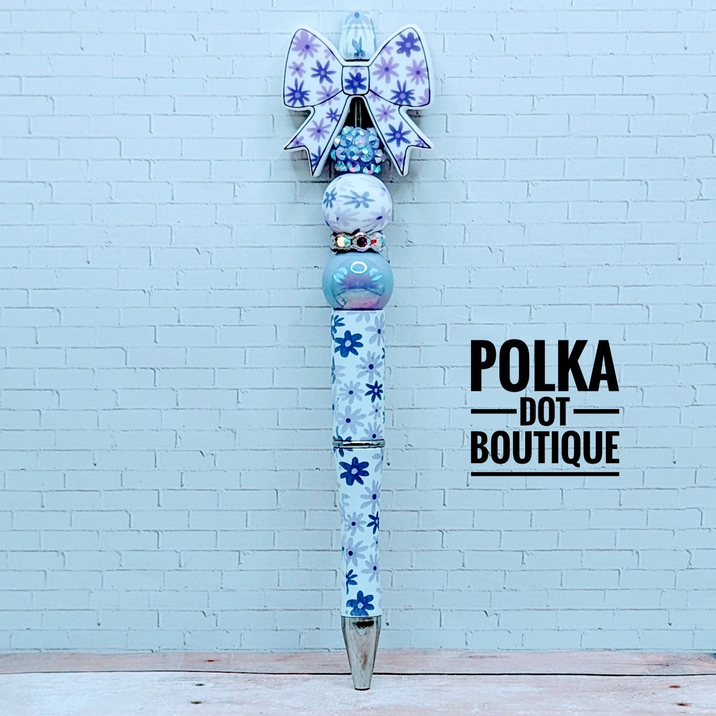 Bow : Purple Flower Bow Silicone Beaded Pen