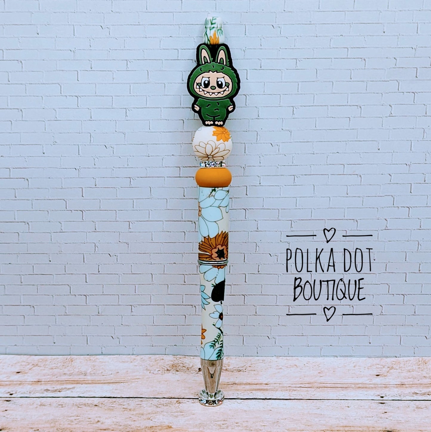 Labubu : Green Silicone Beaded Pen