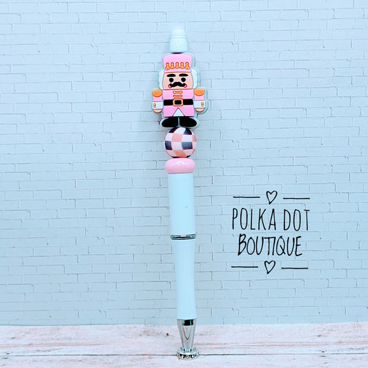 Pen : Pink Nutcracker Silicone Beaded Pen