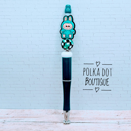 Labubu : Dark Teal Silicone Beaded Pen