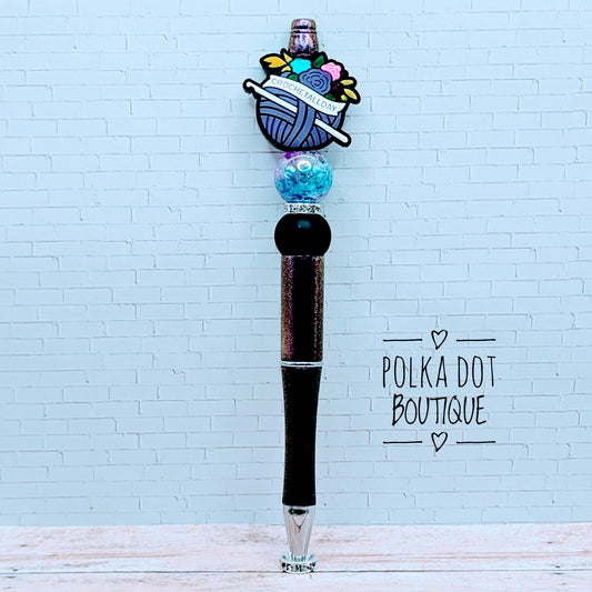 Crochet All day Purple Silicone Beaded Pen