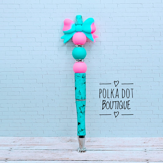 Bow : Tye Dye Silicone Beaded Pen