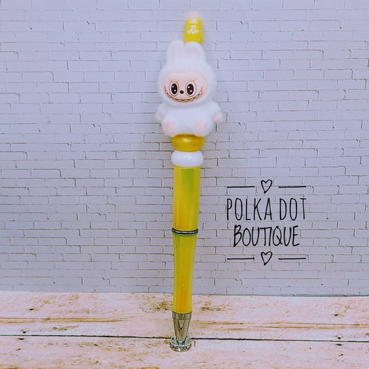 Labubu : White Beaded Pen