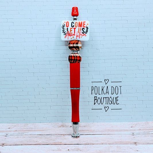Pen : O come let us adore him Silicone Beaded Pen