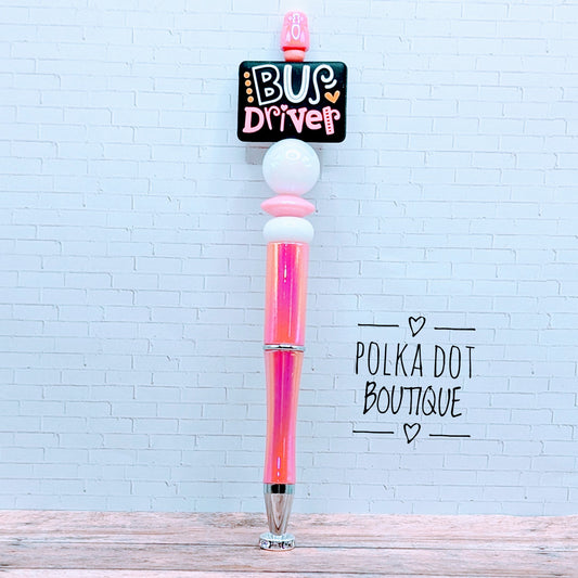 Teacher / Staff : Bus Driver Pink Silicone Beaded Pen