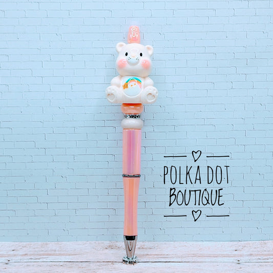 Care Bear : White Beaded Pen