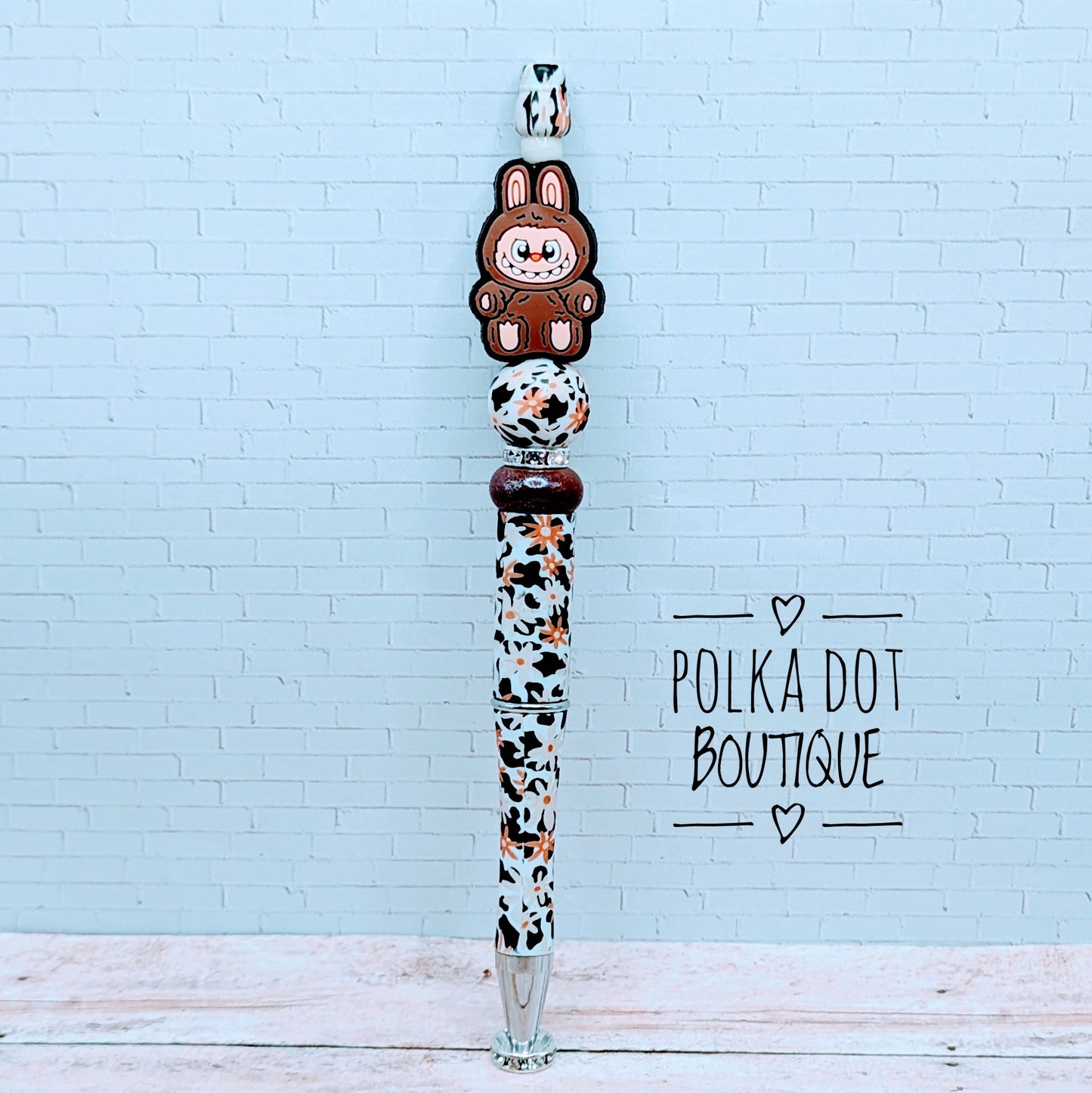 Labubu : Light Brown Silicone Beaded Pen