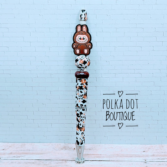 Labubu : Light Brown Silicone Beaded Pen