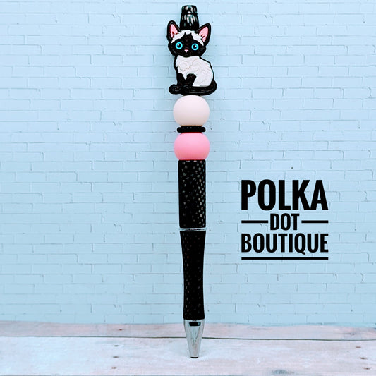 Kitten : Siamese Silicone Beaded Pen