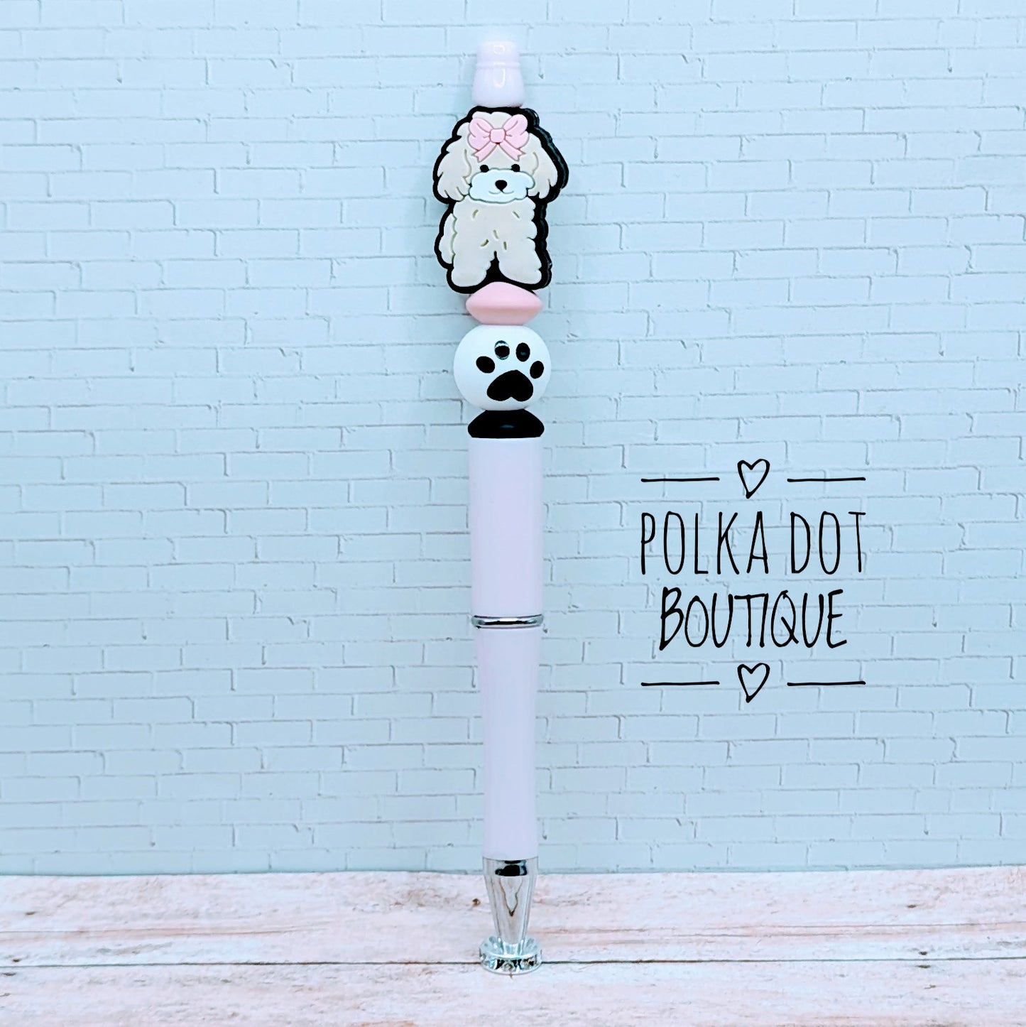 Dog : Poodle Silicone Beaded Pen