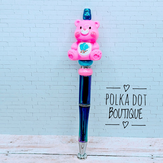 Care Bear : Dark Pink Beaded Pen