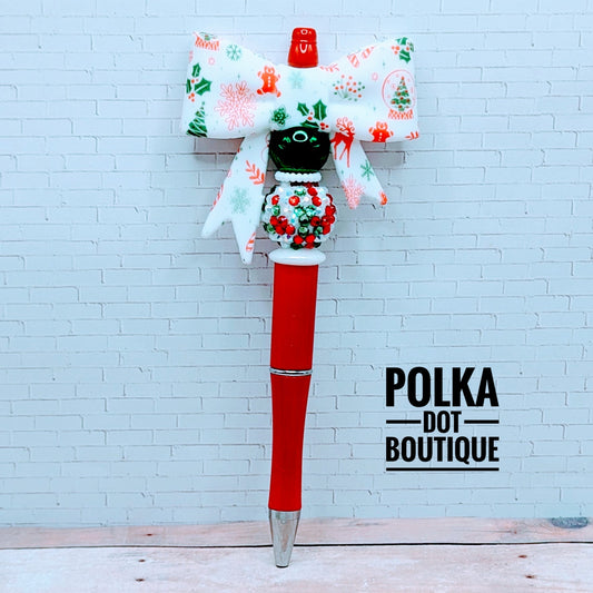 Pen : Christmas Bow Silicone Beaded Pen