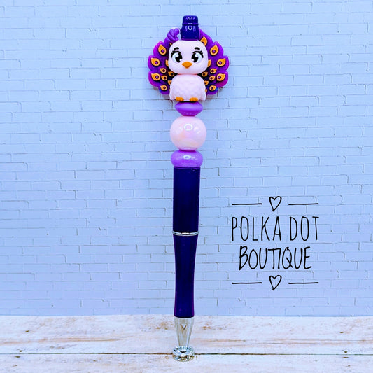 Peacock Silicone Beaded Pen