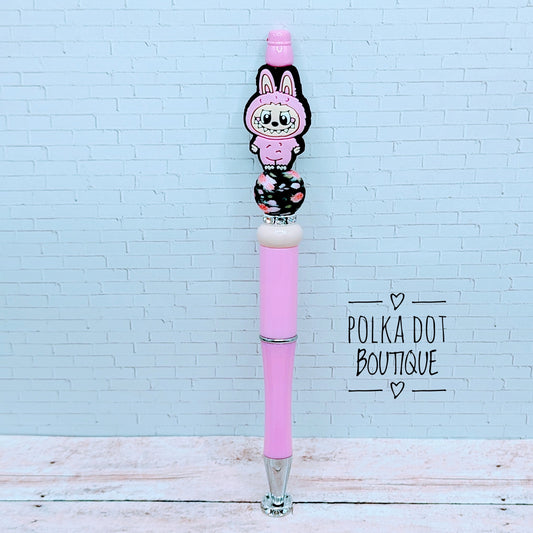 Labubu : Pink Silicone Beaded Pen