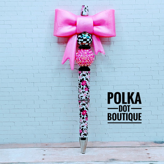 Bow : Pink Bow Silicone Beaded Pen