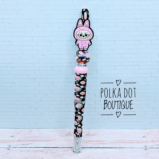 Labubu : Pink Silicone Beaded Pen
