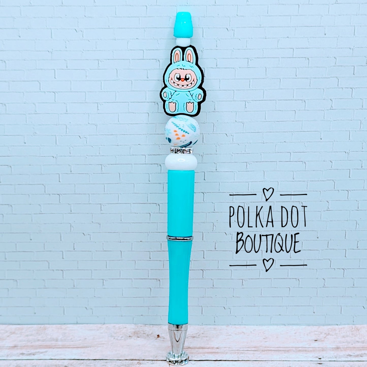 Labubu : Blue Silicone Beaded Pen