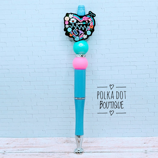 Nurse : Symbols Silicone Beaded Pen