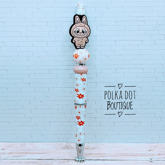 Labubu : Light Brown Silicone Beaded Pen