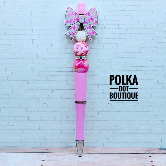 Bow : Pink Bow Silicone Beaded Pen