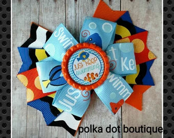 " Just Keep Swimming " Pinwheel Bow