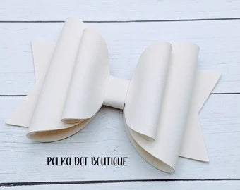 Soft White Faux Leather Bow