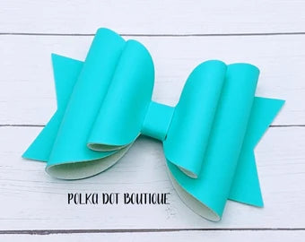 Soft Teal Faux Leather Bow