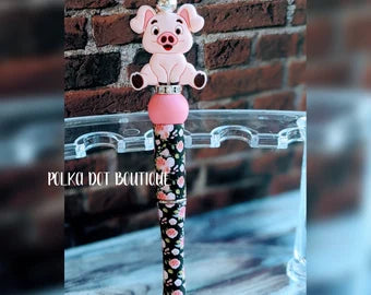 Piggie Silicone Beaded Pen