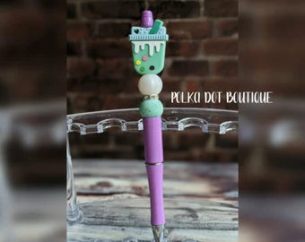 Teal Boba Silicone Beaded Pen