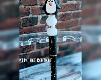 Penguin Silicone Beaded Pen