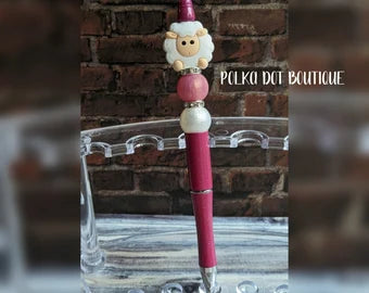 Lamb Silicone Beaded Pen