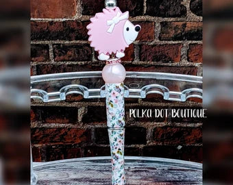 Pink Porcupine Silicone Beaded Pen