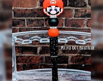 Mario (red hat) Silicone Beaded Pen