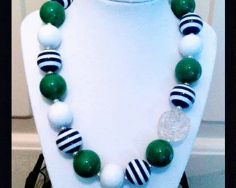 Navy and Green Chunky Necklace