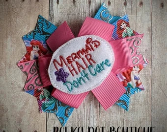 "Mermaids Hair Don't Care" Pinwheel Bow