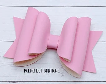 Soft Pink Faux Leather Bow