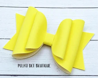 Soft Yellow Faux Leather Bow