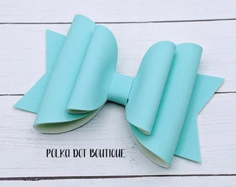 Soft Blue Faux Leather Bow