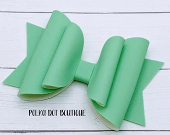 Soft Green Faux Leather Bow