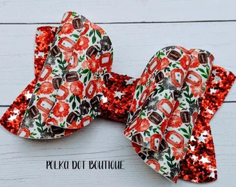 Ohio State Glitter Faux Leather Bow