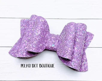 Purple Glitter Faux Leather Bow