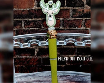 Deer Green Camo Silicone Beaded Pen